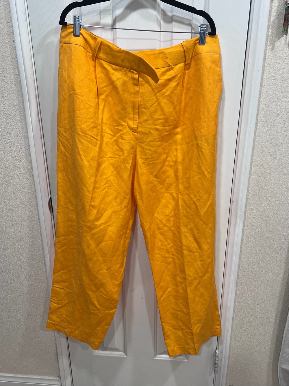 Karl Lagerfeld Paris Marigold Linen Crop Wide-Leg Pants Size 16 NWT